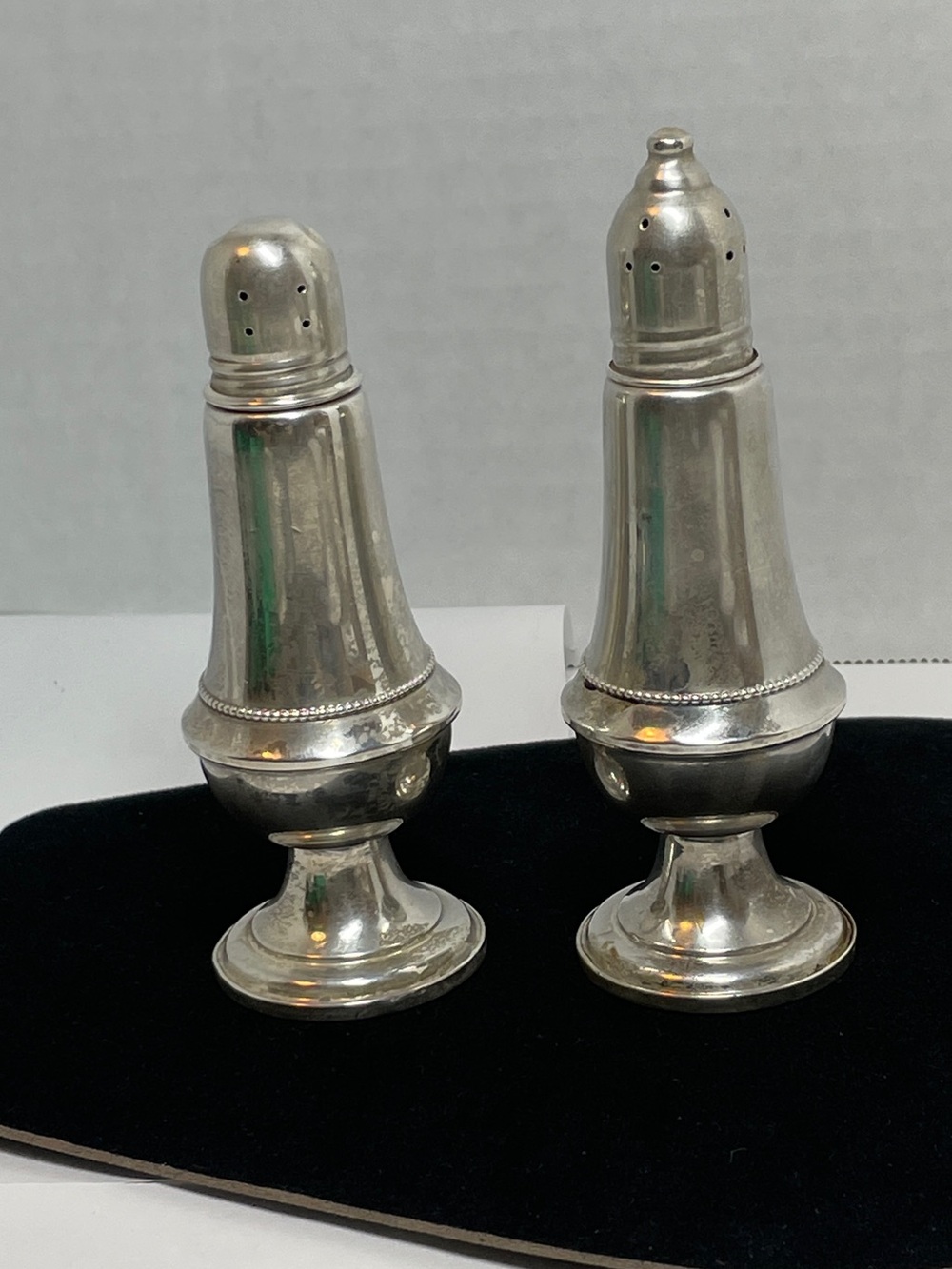 Antique Newport Sterling Silver Weighted Bottom Salt & Pepper Shakers, 300+g